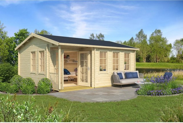 Lasita Maja Gartenhaus Sri Lanka Set in Braun mit Satteldach, Unbehandelt, B/H/T: 600 x 285 x 321,8 cm - Bild 1