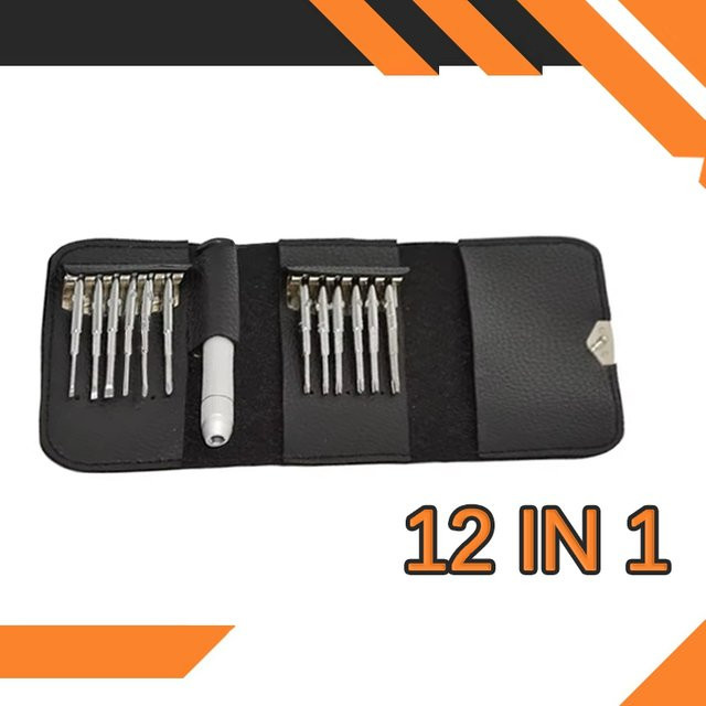 12-in-1 Präzisions-Schraubendreher-Set in Schwarz für die Reparatur von Elektronik, Laptop, Handy und Brille - Bild 1