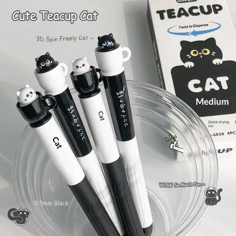 Niedliche Teacup-Katzen-Gelstifte in Mehrfarbig mit 0,5 mm Spitzendicke und schnelltrocknender Tinte für Schule und Büro - Bild 5