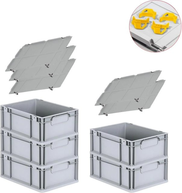 PROREGAL Spar Set mit 5 Eurobox Nextgen Economy in Gelb inklusive Auflagedeckeln und Schiebeschnappverschlüssen, H x B x T: 17 x 30 x 40 cm, 16 Liter pro Box - Bild 1