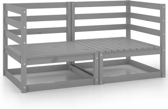 vidaXL Gartensofa L-Form aus Massivholz Kiefer in Grau - Bild 1