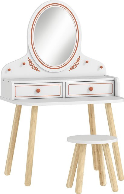 AIYAPLAY Kinder Schminktisch Set mit Hocker und Spiegel in Weiß - Bild 1