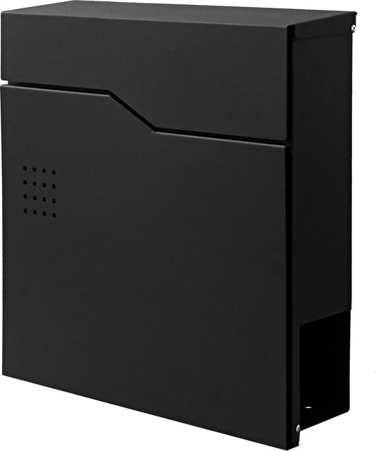 Wandbriefkasten MCW-B30 mit Zeitungsfach aus Metall in Schwarz, B/H/T: 36,5 x 37,0 x 11,0 cm - Bild 1
