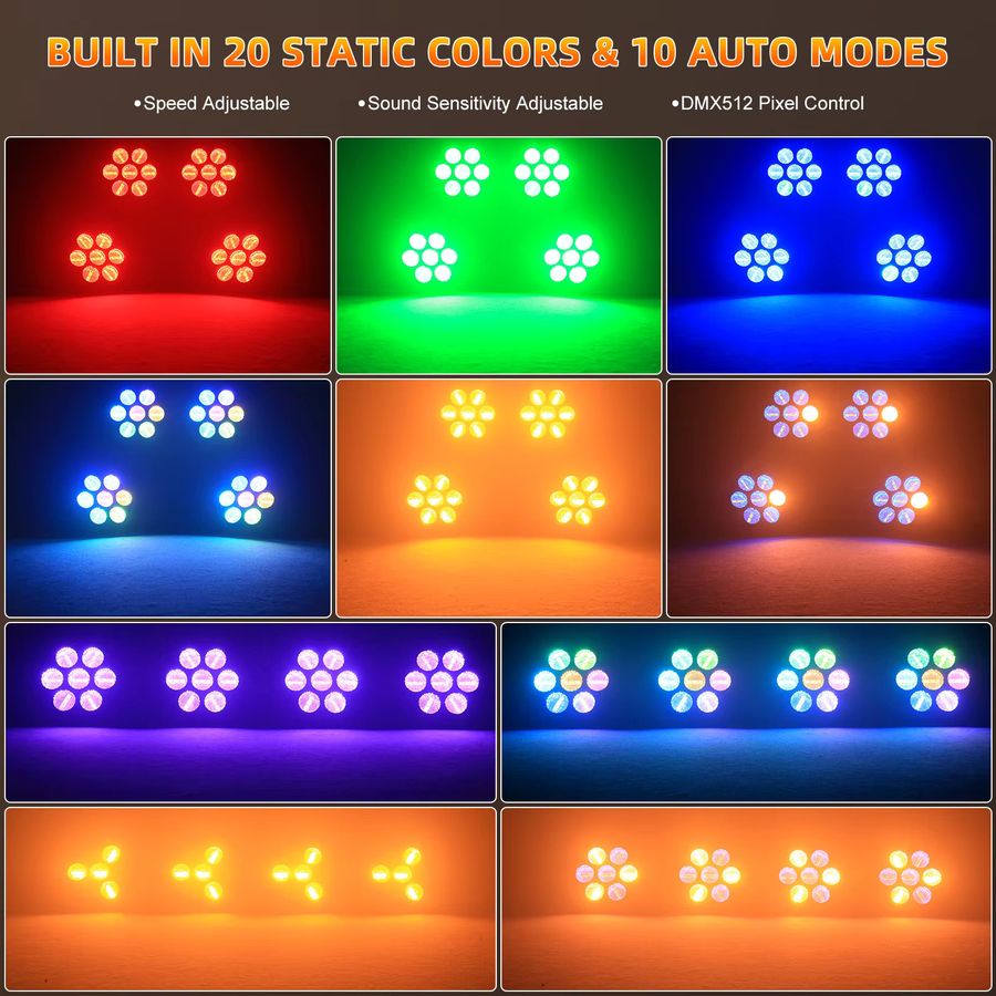 DayFlicker 2 Stück 350 W 7-LED COB Lineares Vintage-Bühnenlicht mit DMX512 für Konzerte, Hochzeiten und Nachtclubs - Bild 2