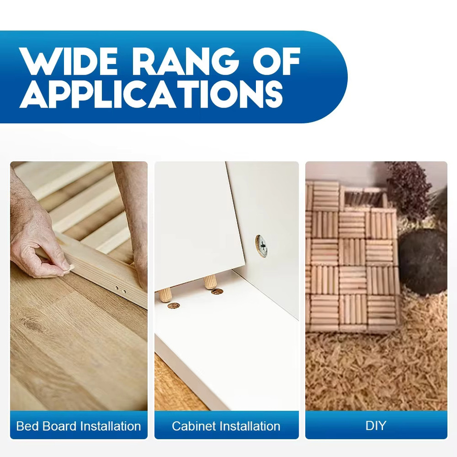 NINDEJIN Holzdübelstifte mit gerader Nut für Möbelbau und DIY-Projekte in den Größen M5, M6, M8, M10 und M12 - Bild 3