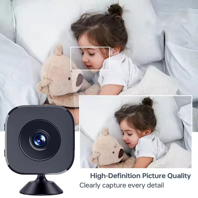 XMSJ Mini 4K Überwachungskamera mit WiFi, Vollfarbe-Nachtsicht, Bewegungserkennung und Wasserdichtigkeit in Schwarz - Bild 3