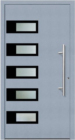 KNOCK Flügelüberdeckende Kunststoff-Haustür Terra mit Glaseinsatz, grau, B: 110 cm, H: 210 cm, T: 6 cm - Bild 1
