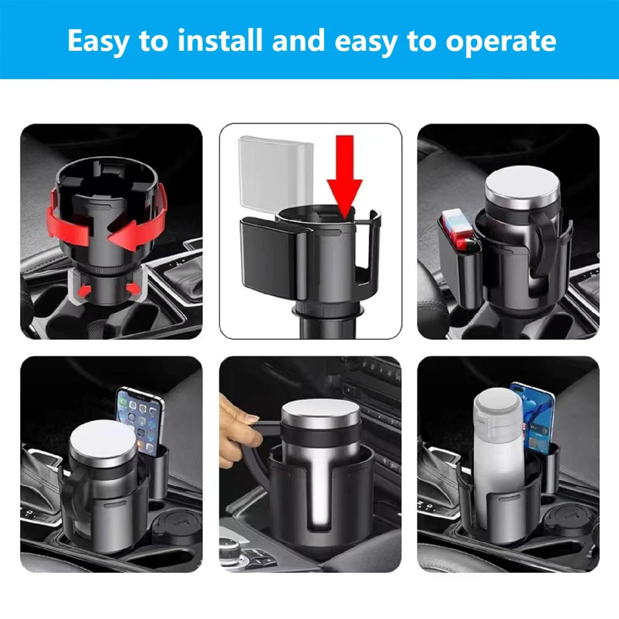 HOMEFISH Multifunktionaler Auto-Innenraum Organizer mit Handyhalter und Getränkehalter, Schwarz - Bild 3