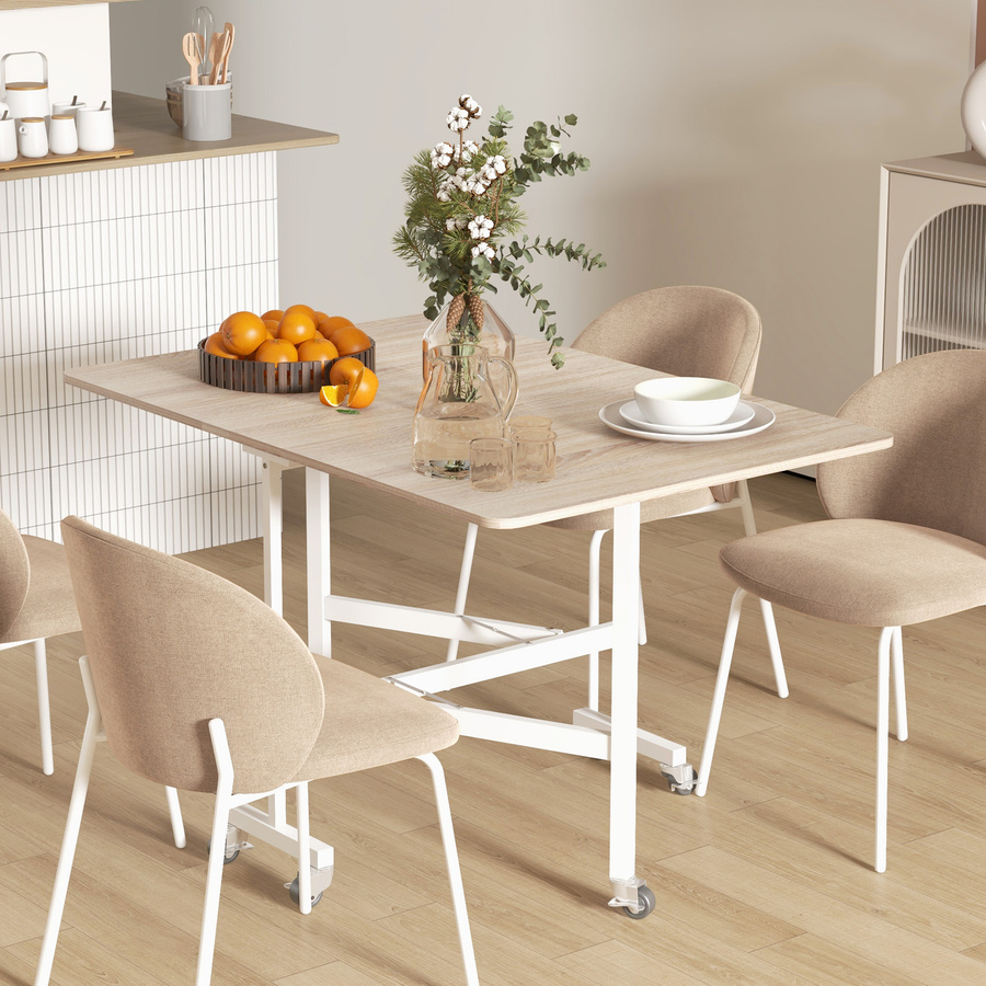 HOMCOM Esstisch klappbar mit Rollen in Eiche, moderner Küchentisch aus MDF und Metall, B/T/H: 120 x 80 x 73 cm - Bild 2