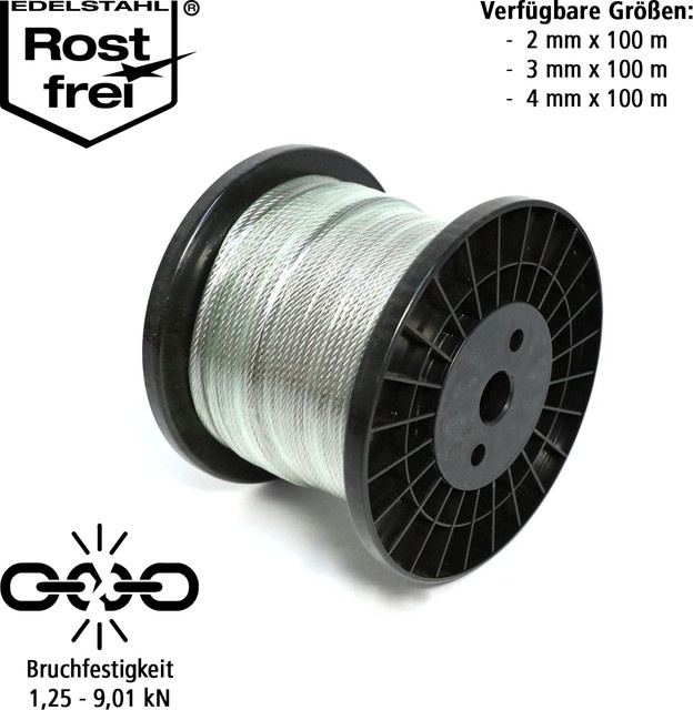 Tech-Craft Edelstahldrahtseil in Silber glänzend - Bild 1