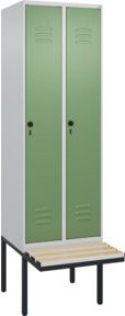 C+P Spind Classic PLUS Garderobenschrank mit Sitzbank, 2 Abteile, Lichtgrau, B/T/H: 212 x 60 x 81,5 cm - Bild 1