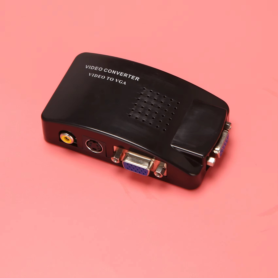AV zu VGA Konverter in Schwarz mit RCA Composite und S-Video Eingang zu PC VGA LCD Ausgang - Bild 3