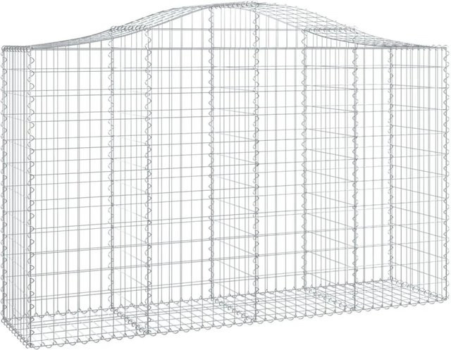 vidaXL Gabionen mit Hochbogen aus verzinktem Eisen, 50 Stück, Silber, B/T/H: 200 x 50 x 120/140 cm - Bild 1