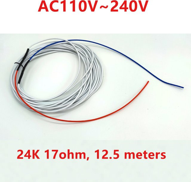 MINCO HEAT Elektrischer Heizdraht mit 0,4 m Kaltdraht zur Verbindung für Heizdecken, Heizmatten und Bodenheizungen, Länge: 12,5 m, Spannung: AC110V~240V - Bild 1
