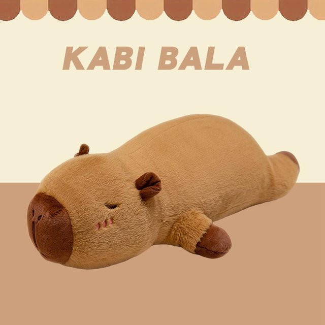 Capybara Plüschkissen Puppe, Liegendes Tier, braun, 100cm, ab 14 Jahre - Bild 1