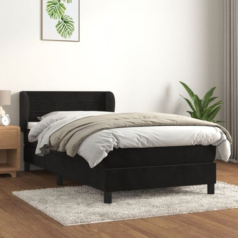 Vidaxl Boxspringbett mit Matratze aus Samt in Schwarz B/T/H: 100 x 200 cm - Bild 1