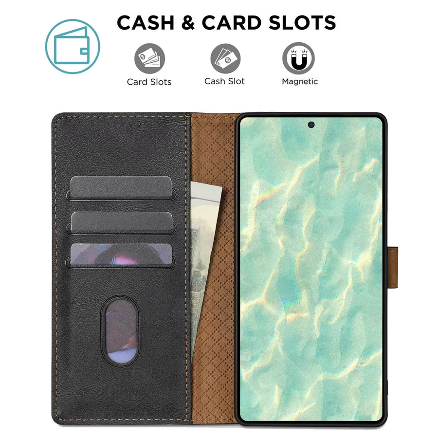 Leder-Business-Flipcase Brieftaschen-Handyhülle für Samsung Galaxy S26 S25 Ultra S24 S23 FE Plus A17 A37 A57 A16 A26 A36 A56 A07 in Schwarz - Bild 2