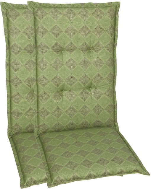 GO-DE TEXTIL Gartenauflage Raute 2er Set für Hochlehner in Grün aus Baumwolle und Polyester - Bild 1
