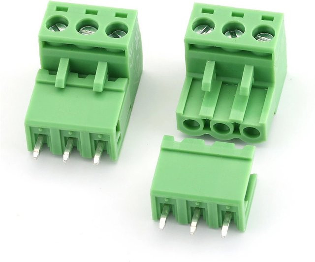 ELECAPITAL Leiterplatten-Schraubklemmenblock 10 Sätze 3-poliger Anschlussstecker Typ 300 V 10 A 5,08 mm Rastermaß in Grün - Bild 1