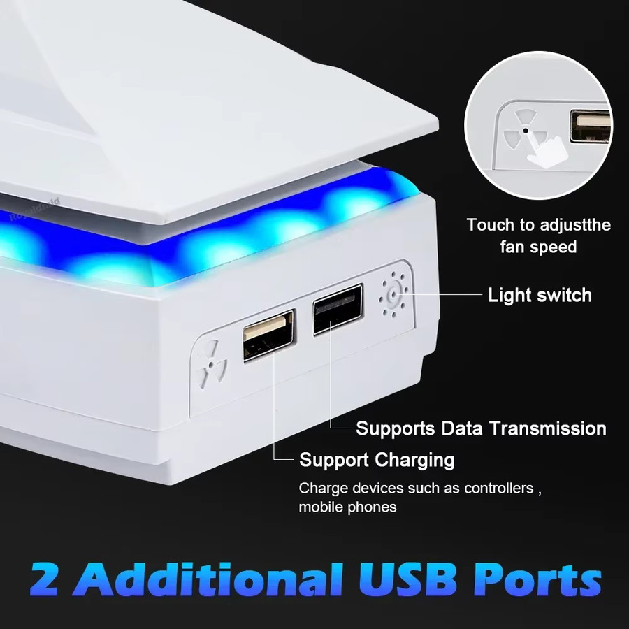 HeroAngel Staubdichter Wärmeableitungs-Lüfter für PS5 Slim Konsole mit RGB-LED-Licht in Weiß - Bild 5