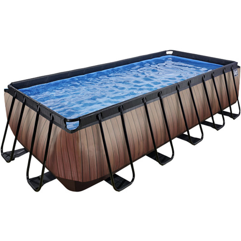 EXIT Toys Wood Pool rechteckiges Aufstellbecken in Braun mit Sandfilterpumpe, B/T/H: 250 x 540 x 122 cm - Bild 5