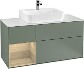 V&B Waschtischunterschrank Finion in Lackoptik mit offenem Regal links, Breite: 120 cm, Tiefe: 50,1 cm, Höhe: 50,1 cm - Bild 1