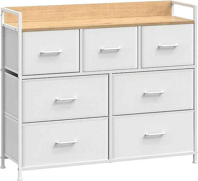 Songmics Kommode Bellah mit 7 Stoffschubladen in Weiß-Beige - Bild 1