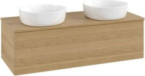 V&B Waschtischunterschrank Antao mit Frontstruktur und Beleuchtung in Honig Eiche, B/T/H: 120 x 50 x 50 cm - Bild 1
