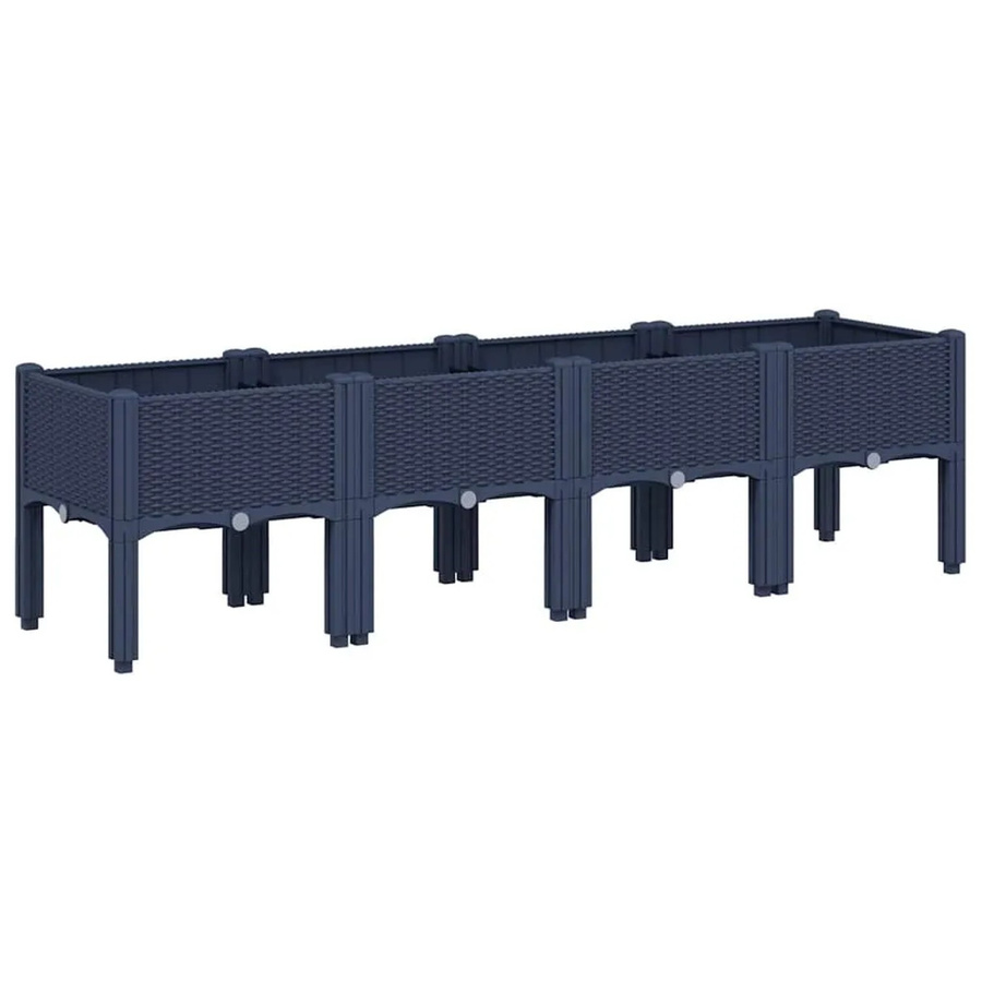 vidaXL Pflanzkasten mit Beinen in Blaugrau aus Polypropylen, B/T/H: 160 x 40 x 42 cm - Bild 2