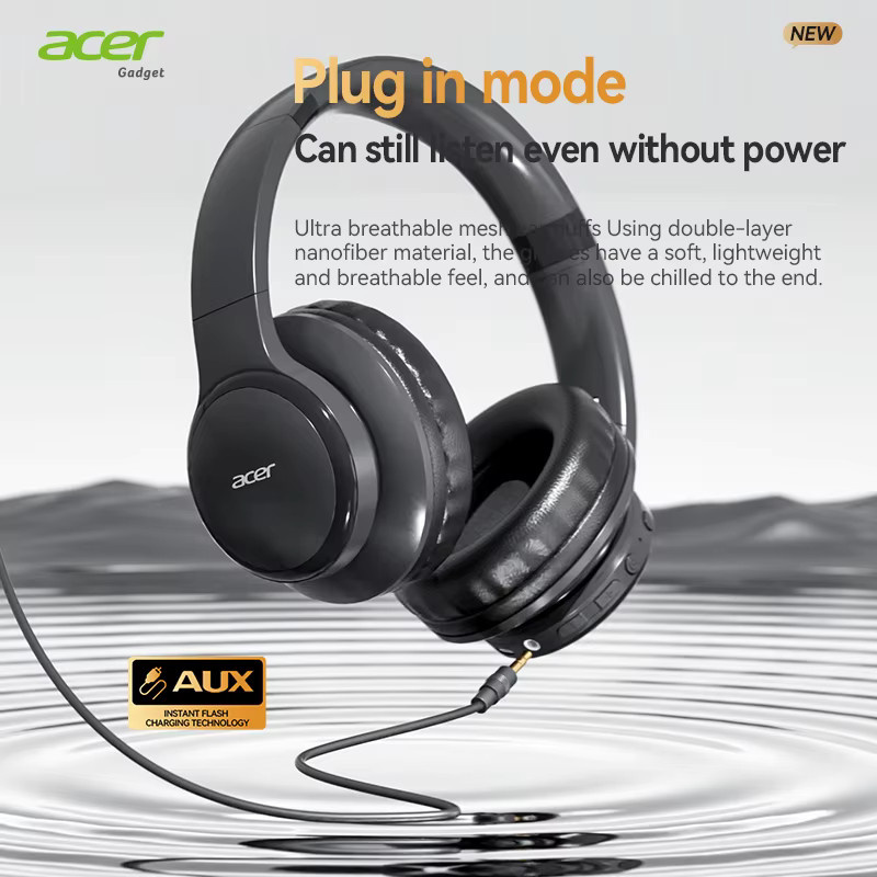 Acer Ohr559 Kabellose Over-Ear-Bluetooth-Kopfhörer in Schwarz mit High-Fidelity-Stereo-Sound und Anrufgeräuschunterdrückung - Bild 2