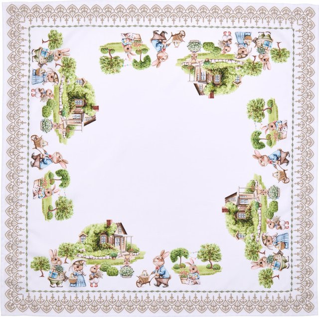 Mitteldecke Hasenschule von viva domo, weiß und mehrfarbig, B/B: 85 x 85 cm - Bild 1