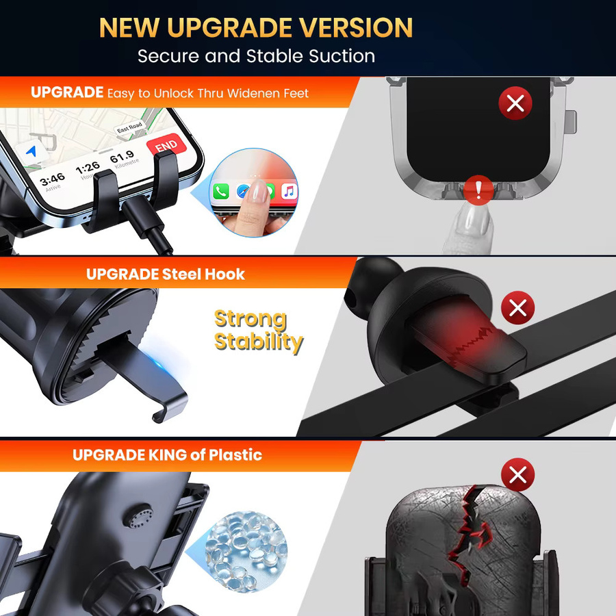 TOPK Autotelefonhalterung mit Air Vent Upgrade und Auto-Locking Haken Clip in Schwarz, Universal Halterung für iPhone 16 15 14 13 Pro Max und Samsung S25 Ultra - Bild 6