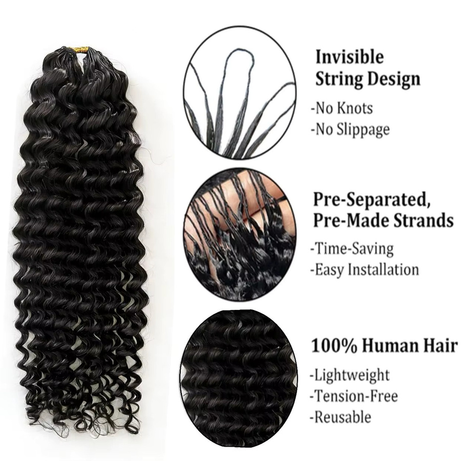 SISTER HAIR Häkelhaarverlängerungen Echthaar, lockig, 100 g - Bild 3