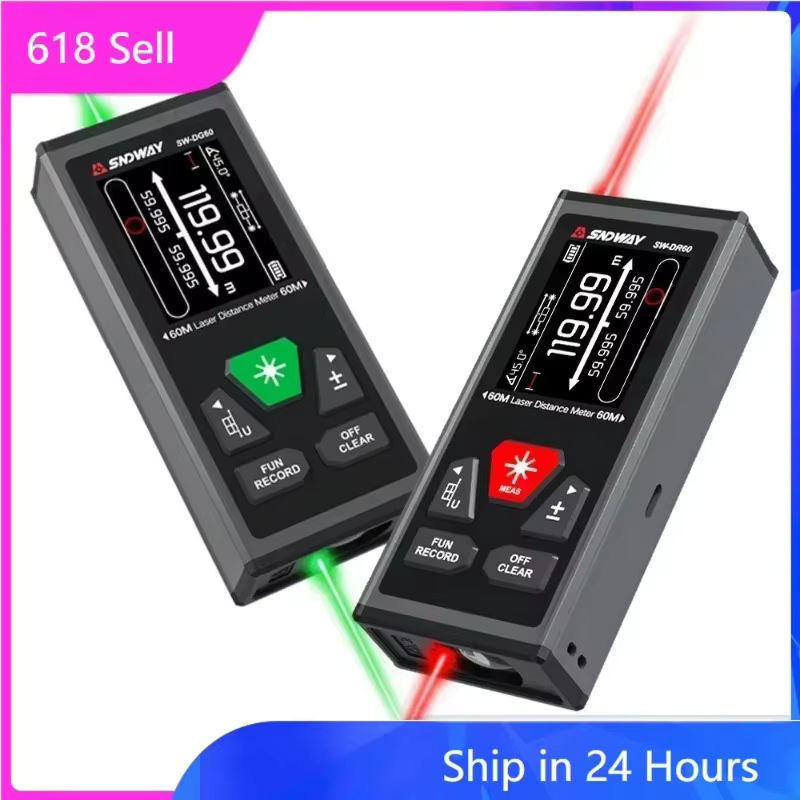 Dualer digitaler Laser-Entfernungsmesser mit elektronischem Winkelmesser und Magnetismus, wiederaufladbar, Rot/Schwarz - Bild 2