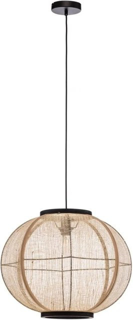 Lindby Pendelleuchte Aurinil in Beige und Holz, 1-flammige Vintage Wohnzimmerleuchte aus Textil mit E27 Fassung - Bild 1