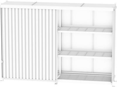 Regalcontainer Bauer Typ CEN 59-3 IBC mit 3 Fachebenen und Schiebetor, resedagrün, B/T/H: 654,0 x 160,0 x 501,5 cm - Bild 1