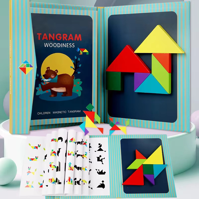 Datgo Magnetisches Tangram Puzzle Buch, Holz, Pädagogisches Spielzeug - Bild 5