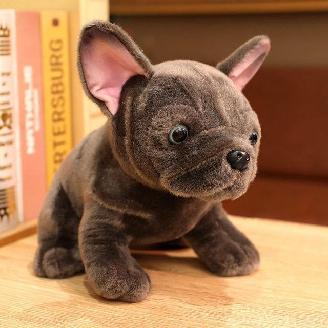 Bulldoggen-Puppe Plüschtier, Französische Kampf Shar Pei Hundepuppe, braun - Bild 1