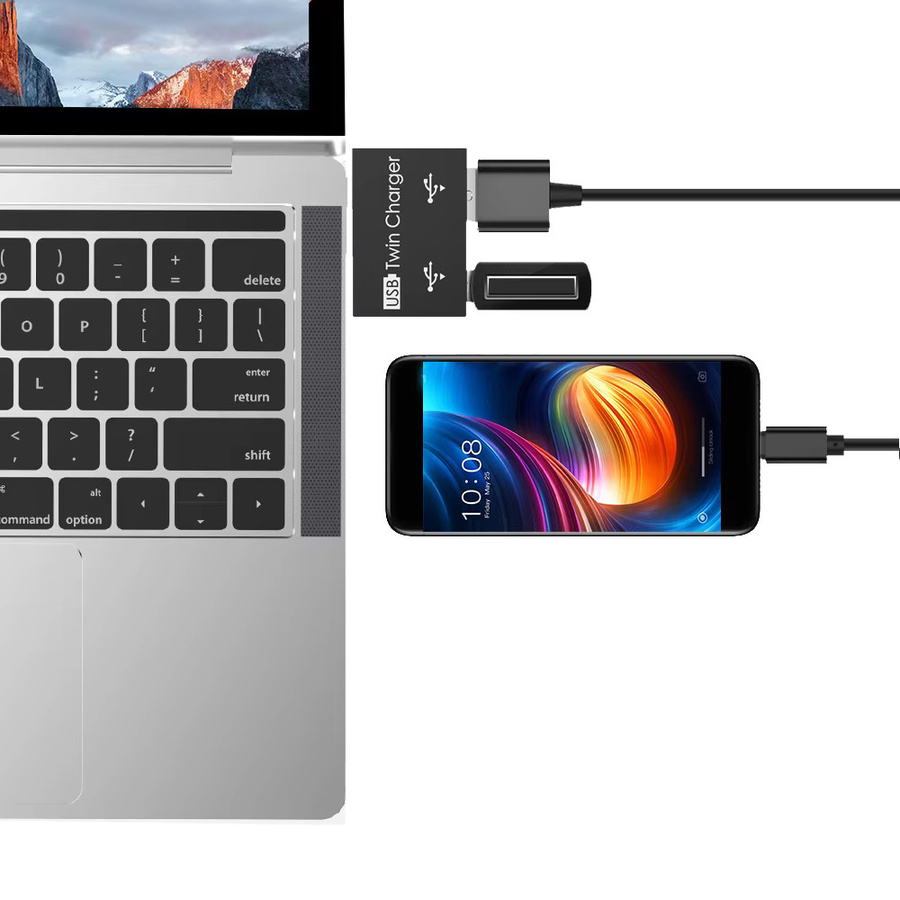 USB Hub Adapter kebidumei USB 2.0 Splitter Konverter in Schwarz für Huawei Xiaomi Macbook Pro - Bild 2