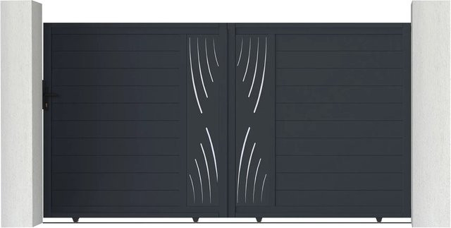 Casanoov Elektrisches Schiebetor Veleta aus Aluminium mit Schiebetorantrieb Ranger C300, Farbe: Anthrazit/Grau, B x H: 300 x 180 cm - Bild 1