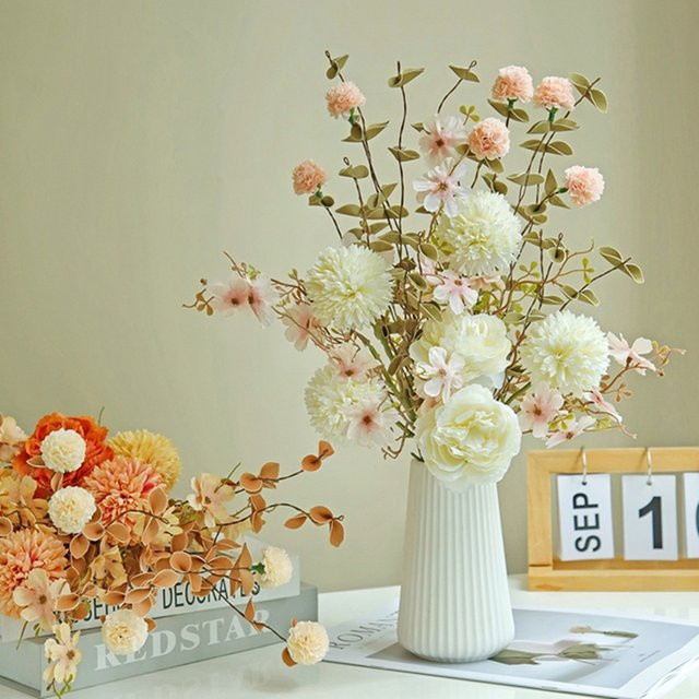 Künstliche Seidenrosen von TTCY in Orange und Weiß für Hochzeiten, Tischdekoration und DIY-Geschenke - Bild 1