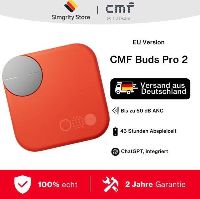 CMF Buds Pro 2 True Wireless In-Ear Kopfhörer mit 50 dB Hybrid Active Noise Cancellation in Grün - Bild 1