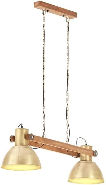 vidaXL Hängelampe im Industriestil aus Messing und Eisen in Gold/Messing und Braun, Höhe: 109 cm, E27 - Bild 1