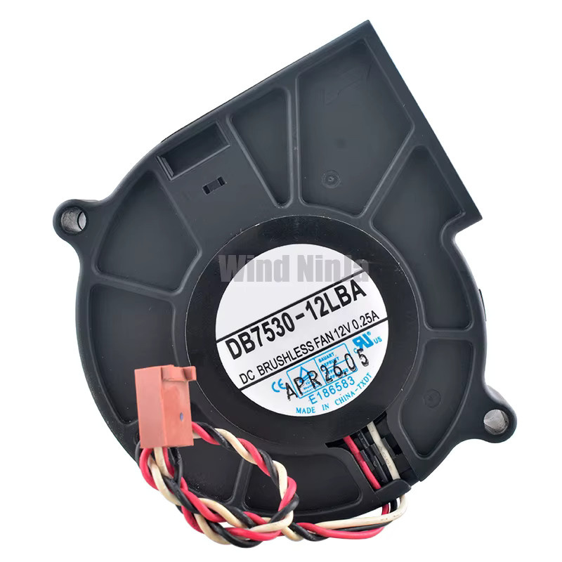 ANCHAOPU Radialventilator DB7530-12LBA Gehäuse Lüfter Schwarz B/T/H: 75 x 75 x 30 mm DC12 V 0,25 A 3-polig mit Doppelkugellager - Bild 3