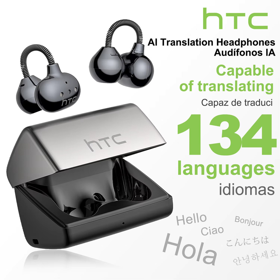HTC NE67 Bluetooth V6.0 Ohrhörer mit AI-Übersetzer, TWS Ohrclip Kabellose Kopfhörer in Schwarz mit Hängekette - Bild 5