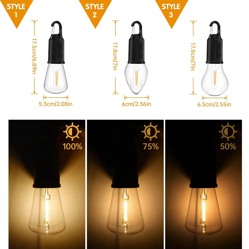 NEWBIRTH LED-Campingleuchte im Vintage-Design, USB wiederaufladbare Laterne mit Haken, dimmbar, warmweiß, für Outdoor-Camping und Wandern - Bild 2
