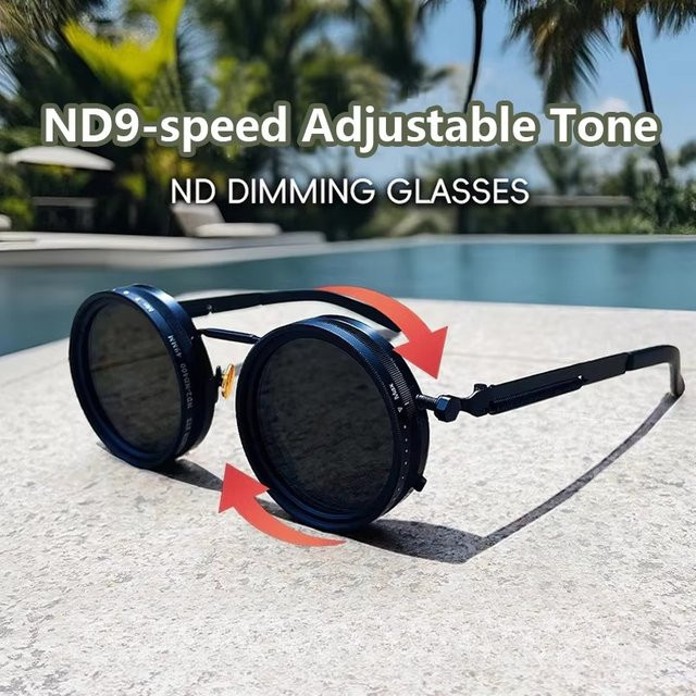 ND9 Sonnenbrille, Rund, Vollrand, Schwarz, Unisex, polarisiert - Bild 1