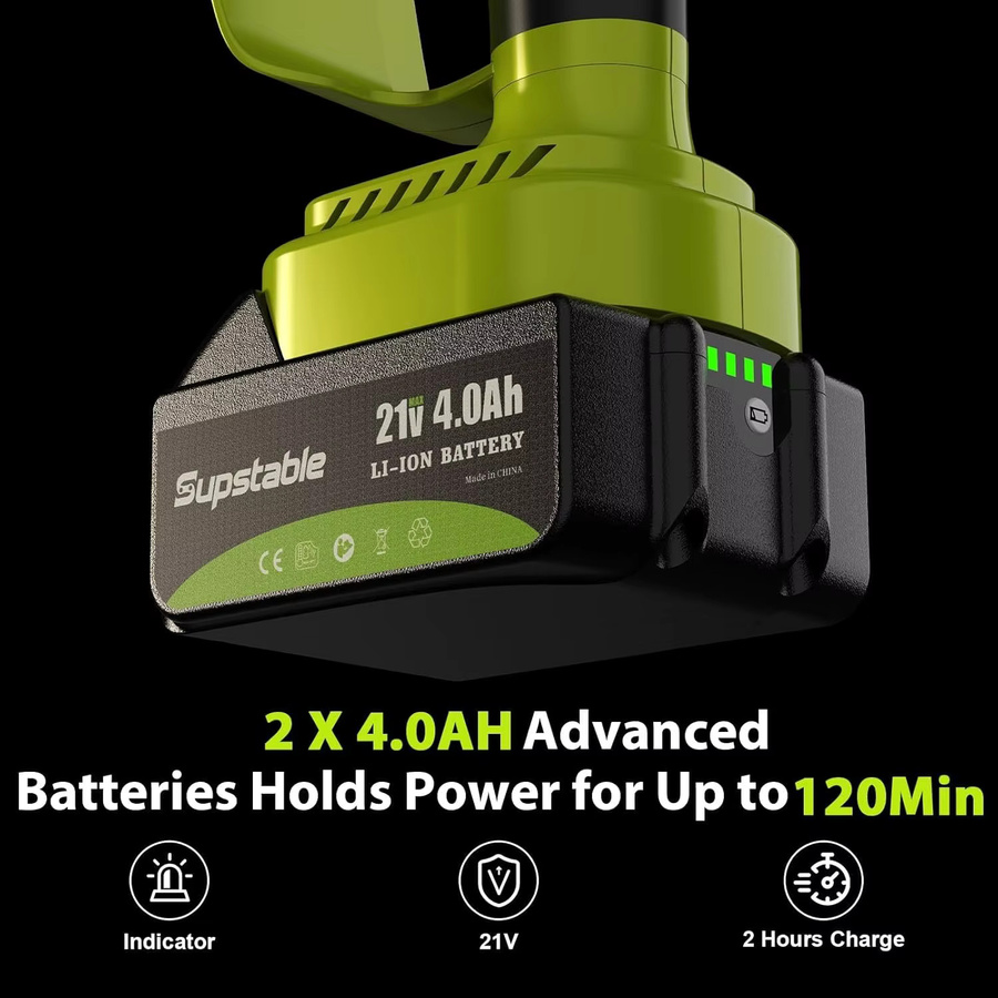 Supstable Mini-Kettensäge in Grün mit 8 und 6 Zoll Klingen, elektrische Handkettensäge mit automatischer Kettenschmierung und 8000-mAh-Akku für Äste - Bild 3