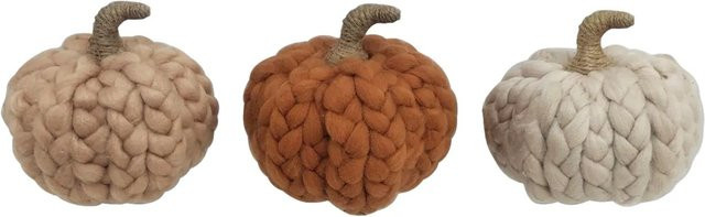 Boltze Deko-Aufsteller Arancia 3-fach Sortiert in Orange, Beige und Braun im rustikalen Herbst-Design - Bild 1