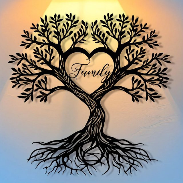 CIFBUY Lebensbaum Metall-Wandkunst in Herzform als spirituelle Silhouette zur Wandmontage - Bild 1
